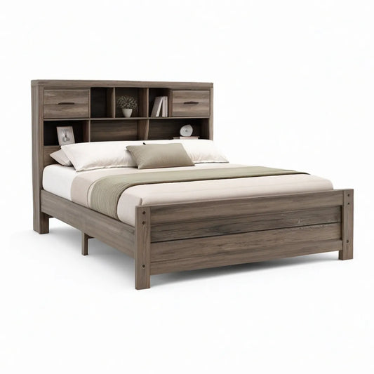 Rám pro matraci 160 × 200 cm s úložným čelem, MDF, Šedý dub